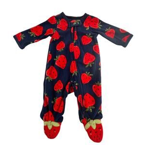 Carter’s Footy Pajamas - Navy Blue with Strawberry - size: 0M NB